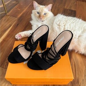 Public Desire Suzu Suede Tie-Up Block Heeled Sandals